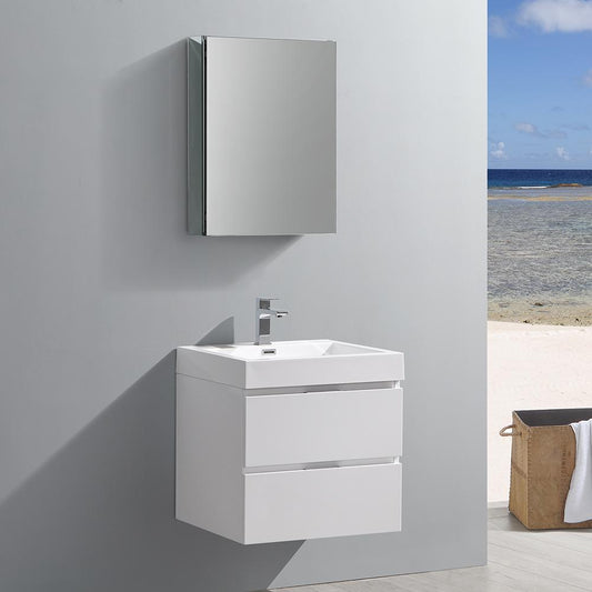 Fresca-Valencia-24"-Glossy-White-Wall-Hung-Modern-Bathroom-Vanity-w/-Medicine-Cabinet-(FVN8324WH)