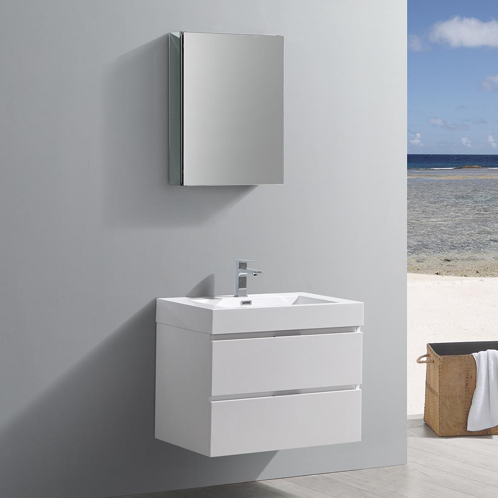 Fresca-Valencia-30"-Glossy-White-Wall-Hung-Modern-Bathroom-Vanity-w/-Medicine-Cabinet-(FVN8330WH)