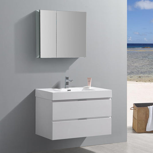 Fresca-Valencia-36"-Glossy-White-Wall-Hung-Modern-Bathroom-Vanity-w/-Medicine-Cabinet-(FVN8336WH)