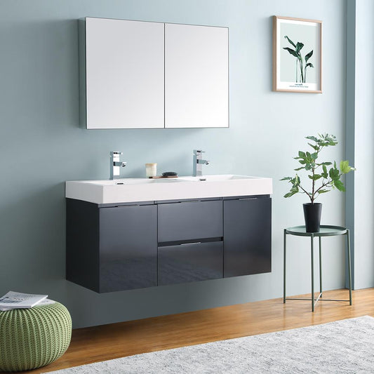 Fresca-Valencia-48"-Dark-Slate-Gray-Wall-Hung-Double-Sink-Modern-Bathroom-Vanity-w/-Medicine-Cabinet-(FVN8348GG-D)