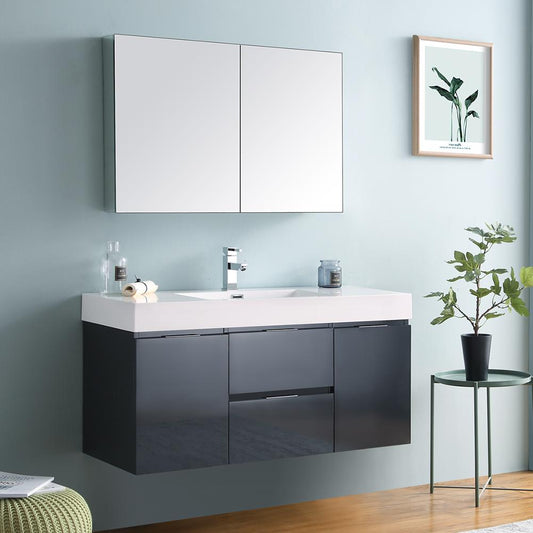 Fresca-Valencia-48"-Dark-Slate-Gray-Wall-Hung-Modern-Bathroom-Vanity-w/-Medicine-Cabinet-(FVN8348GG)