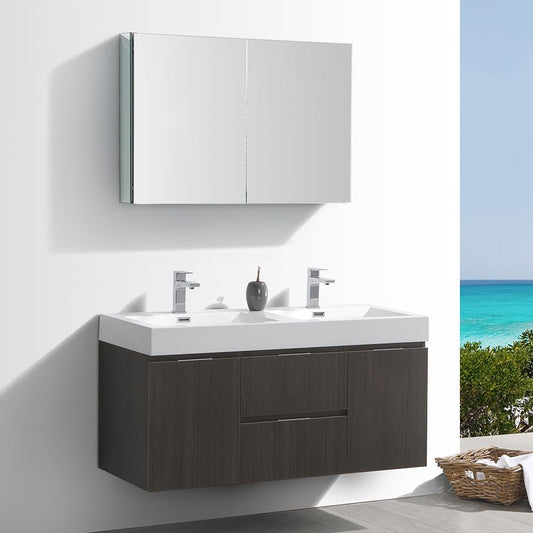 Fresca-Valencia-48"-Gray-Oak-Wall-Hung-Double-Sink-Modern-Bathroom-Vanity-w/-Medicine-Cabinet-(FVN8348GO-D)