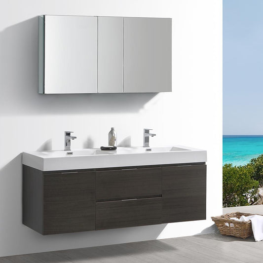Fresca-Valencia-60"-Gray-Oak-Wall-Hung-Double-Sink-Modern-Bathroom-Vanity-w/-Medicine-Cabinet-(FVN8360GO-D)