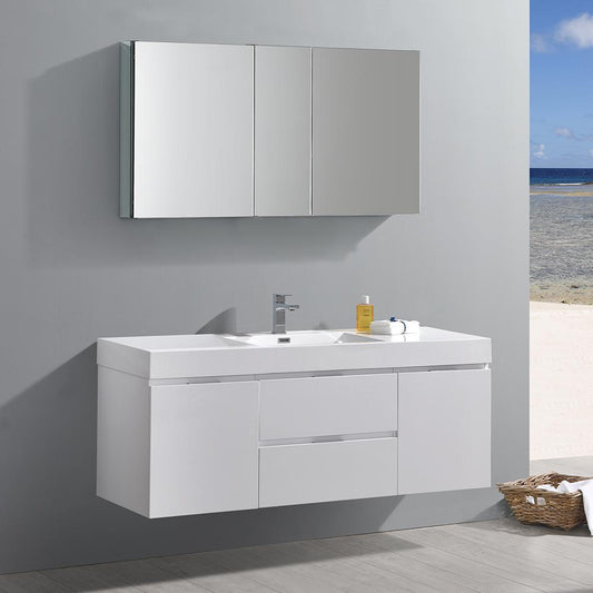 Fresca-Valencia-60"-Glossy-White-Wall-Hung-Modern-Bathroom-Vanity-w/-Medicine-Cabinet-(FVN8360WH)