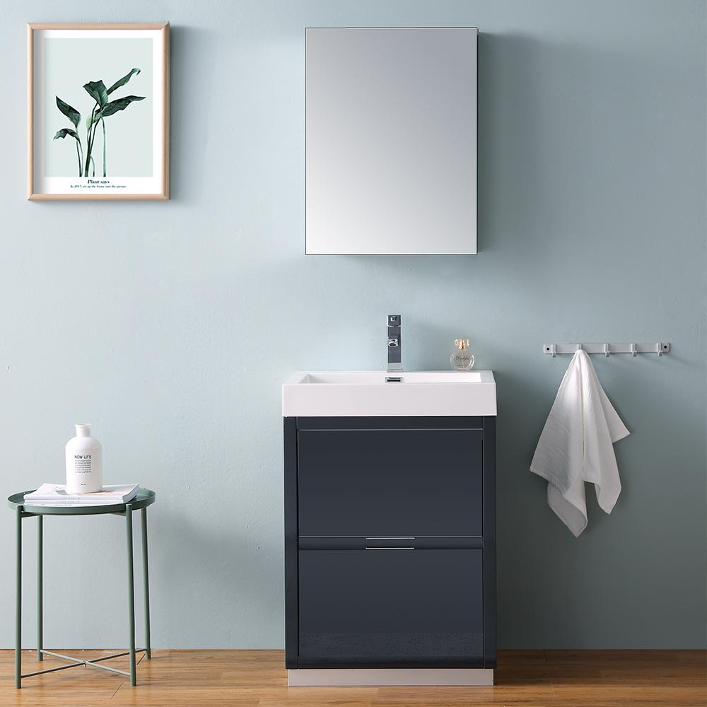 Fresca Valencia 24" Dark Slate Gray Free Standing Modern Bathroom Vanity w/ Medicine Cabinet