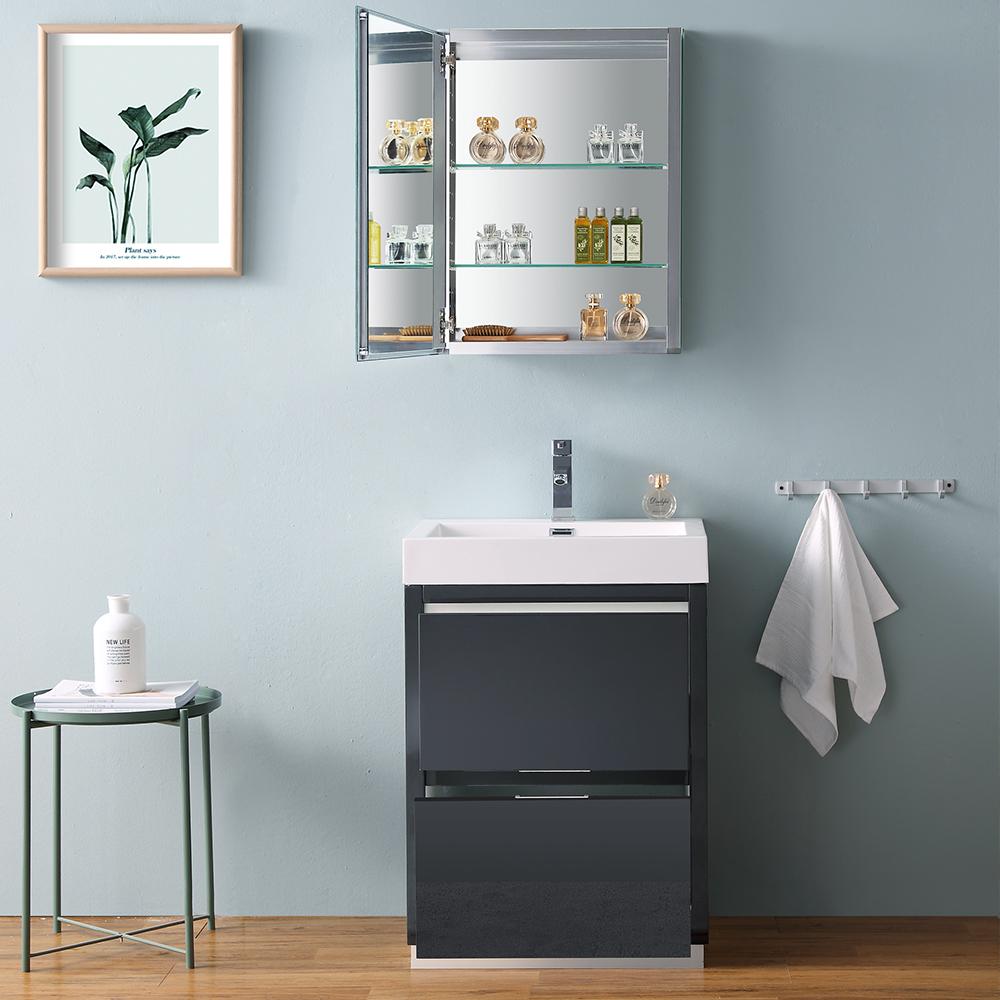 Fresca Valencia 24" Dark Slate Gray Free Standing Modern Bathroom Vanity w/ Medicine Cabinet