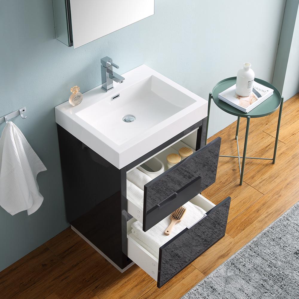 Fresca Valencia 24" Dark Slate Gray Free Standing Modern Bathroom Vanity w/ Medicine Cabinet