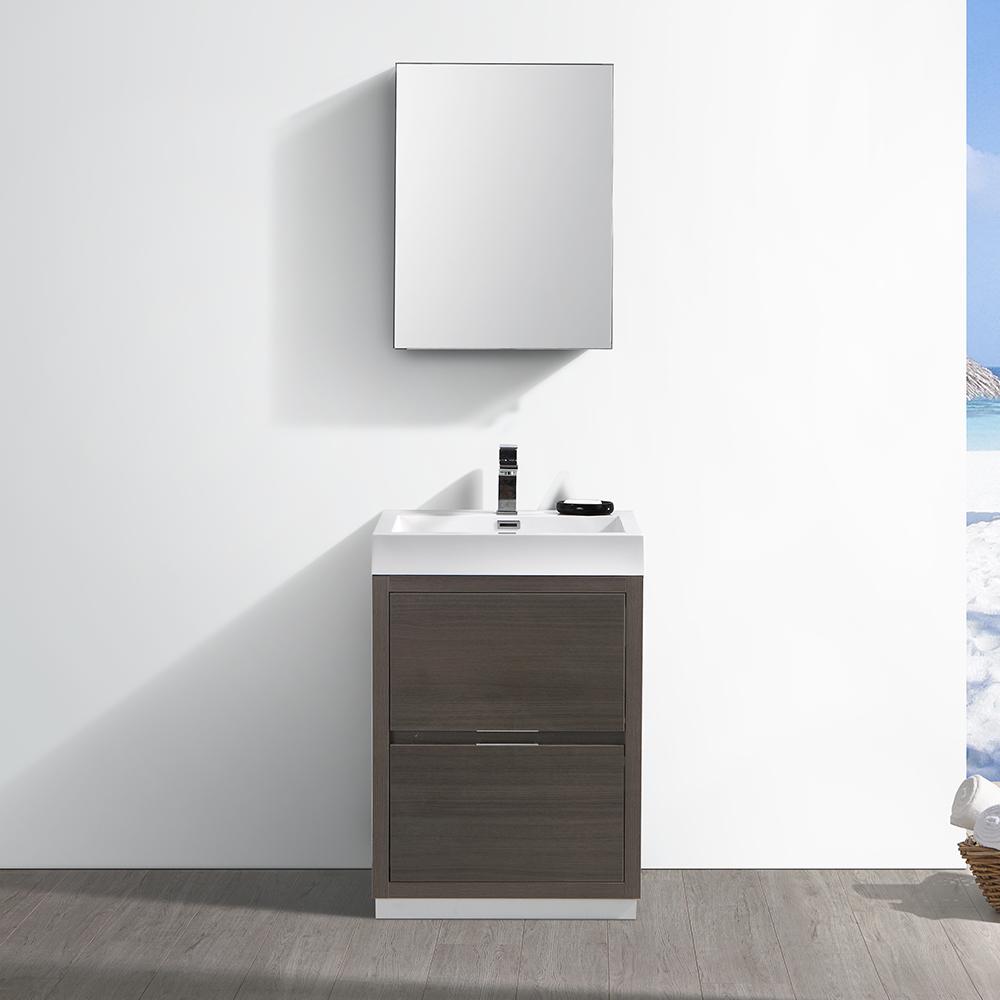 Fresca Valencia 24" Gray Oak Free Standing Modern Bathroom Vanity w/ Medicine Cabinet