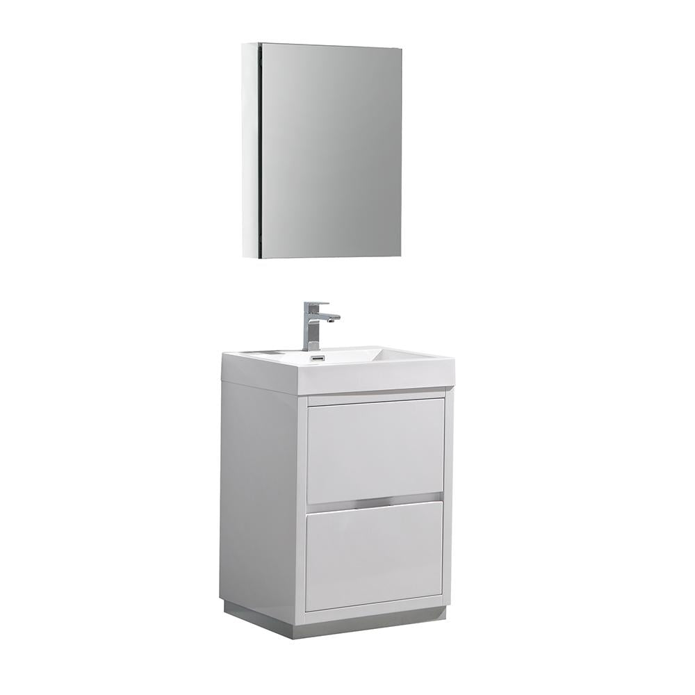 Fresca Valencia 24" Glossy White Free Standing Modern Bathroom Vanity w/ Medicine Cabinet