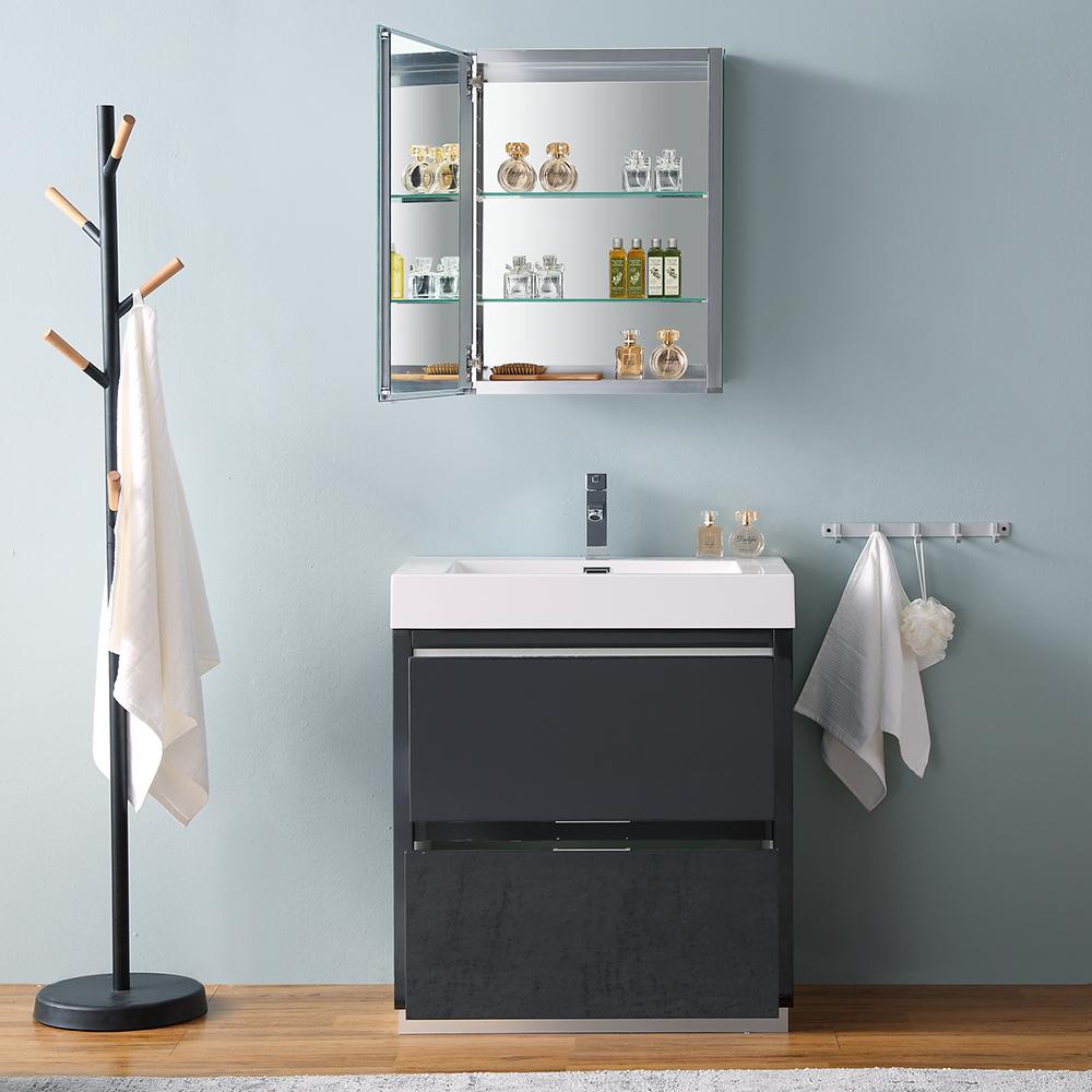 Fresca Valencia 30" Dark Slate Gray Free Standing Modern Bathroom Vanity w/ Medicine Cabinet