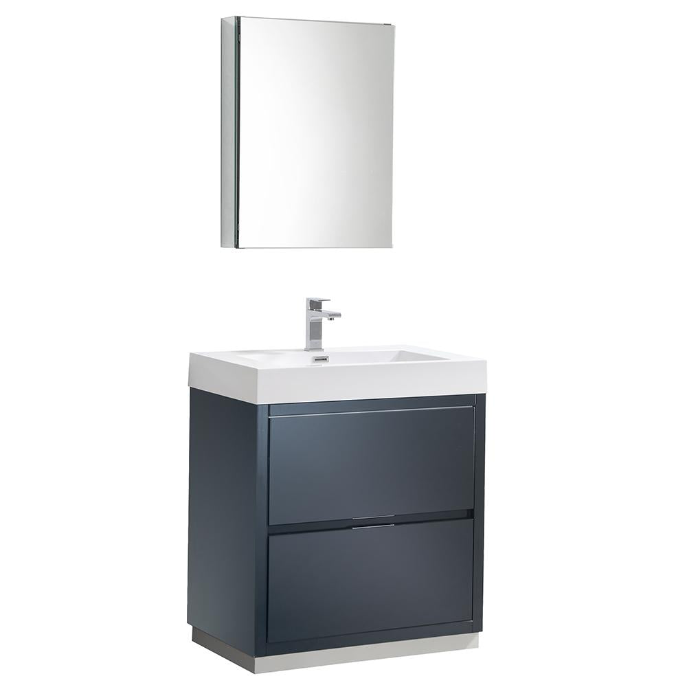 Fresca Valencia 30" Dark Slate Gray Free Standing Modern Bathroom Vanity w/ Medicine Cabinet