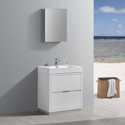 Fresca-Valencia-30"-Glossy-White-Free-Standing-Modern-Bathroom-Vanity-w/-Medicine-Cabinet-(FVN8430WH)