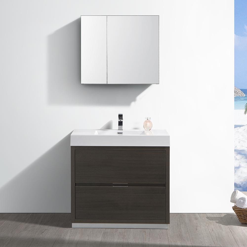Fresca Valencia 36" Gray Oak Free Standing Modern Bathroom Vanity w/ Medicine Cabinet