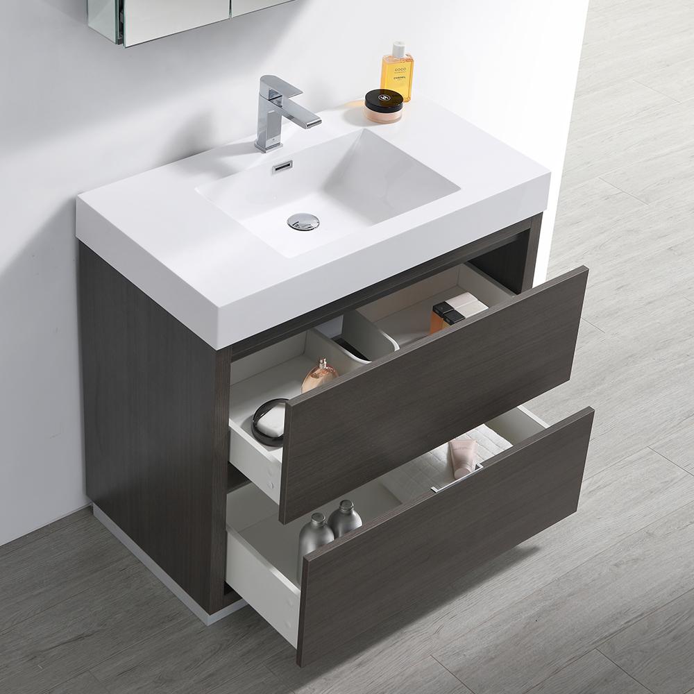 Fresca Valencia 36" Gray Oak Free Standing Modern Bathroom Vanity w/ Medicine Cabinet