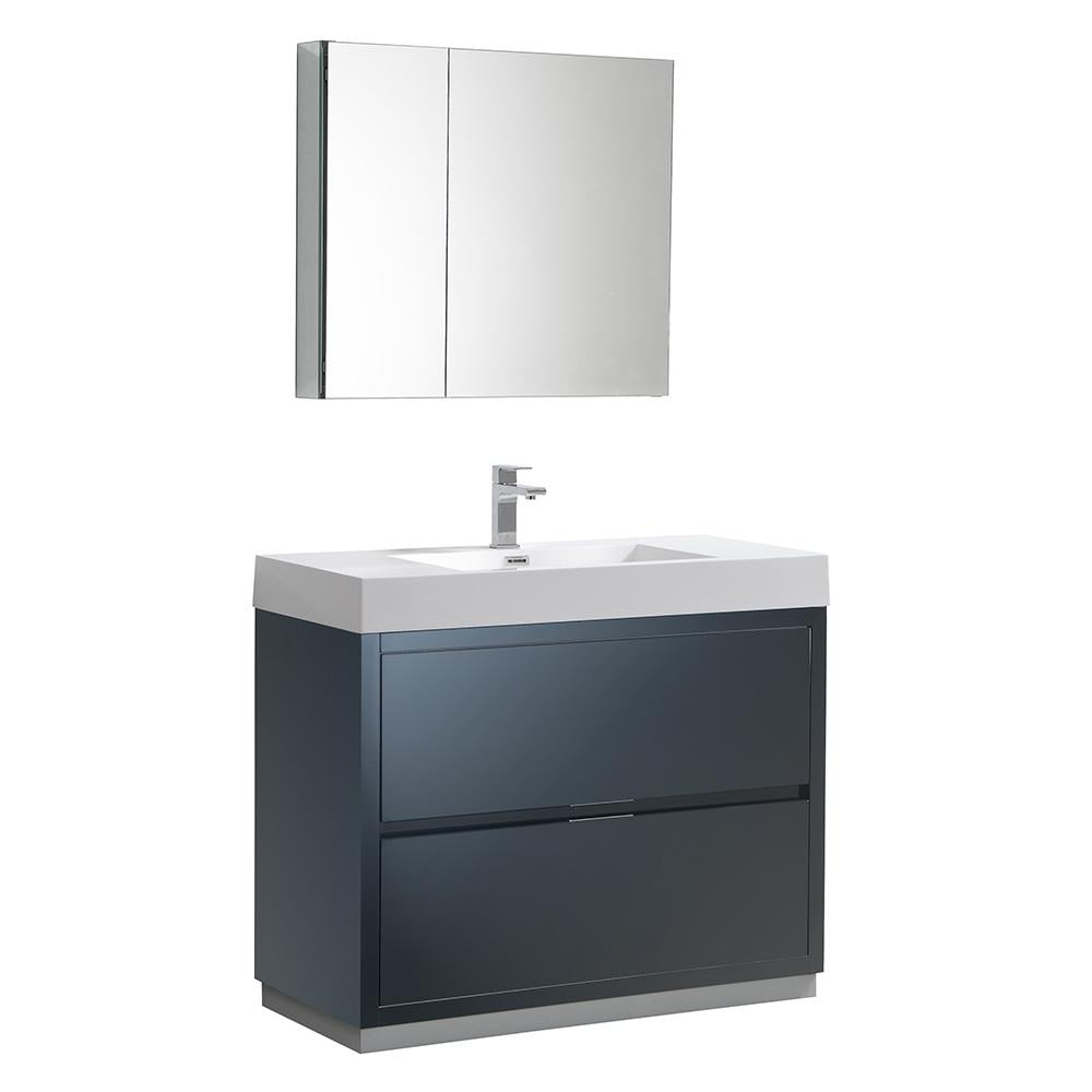 Fresca Valencia 40" Dark Slate Gray Free Standing Modern Bathroom Vanity w/ Medicine Cabinet
