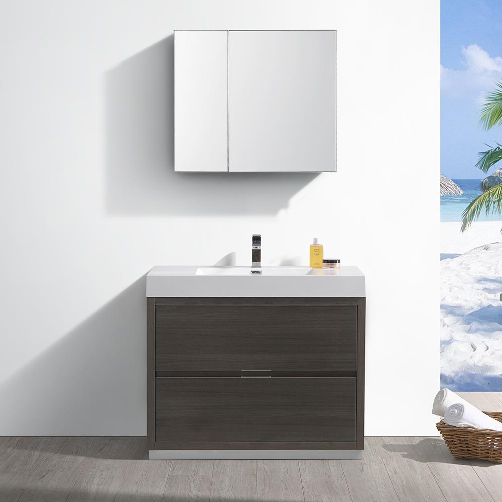 Fresca Valencia 40" Gray Oak Free Standing Modern Bathroom Vanity w/ Medicine Cabinet
