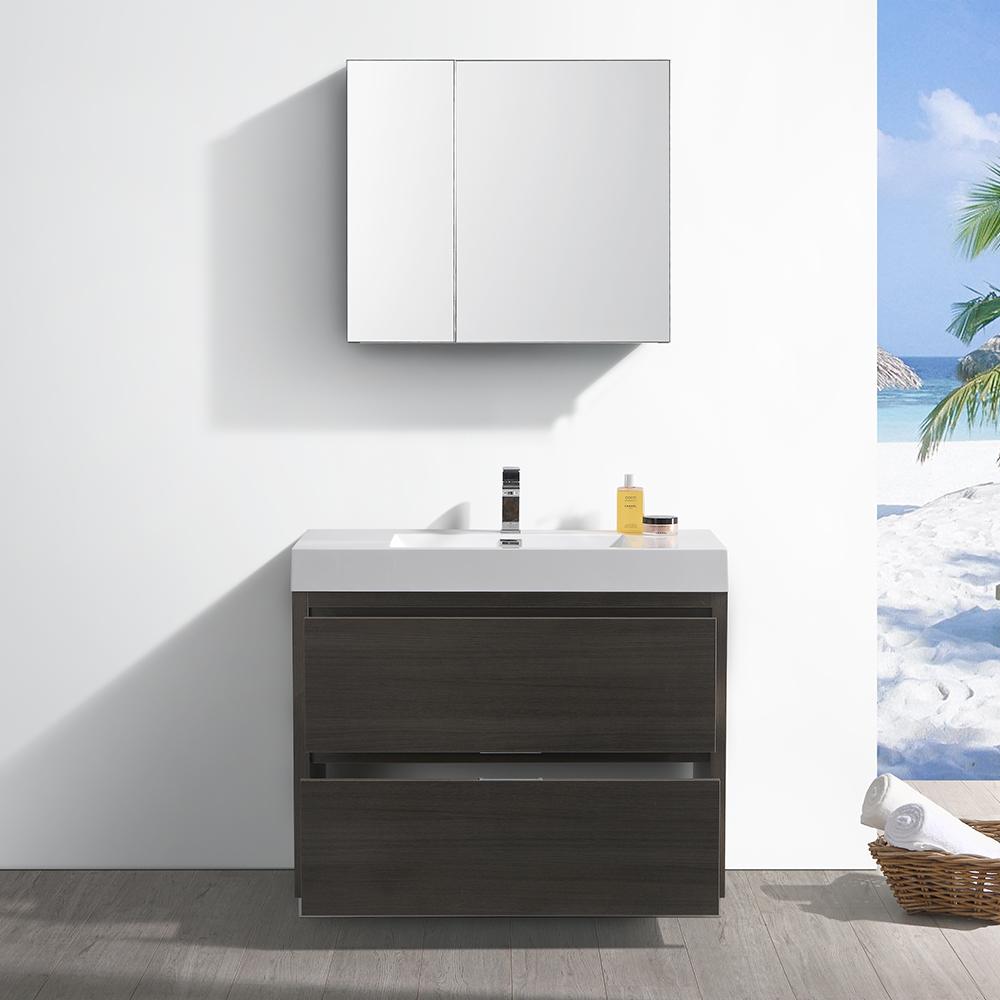 Fresca Valencia 40" Gray Oak Free Standing Modern Bathroom Vanity w/ Medicine Cabinet