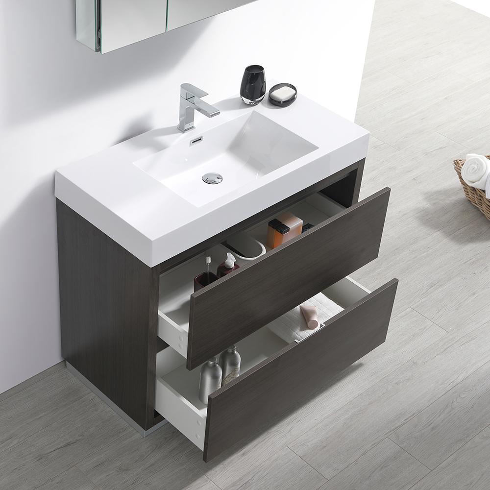 Fresca Valencia 40" Gray Oak Free Standing Modern Bathroom Vanity w/ Medicine Cabinet
