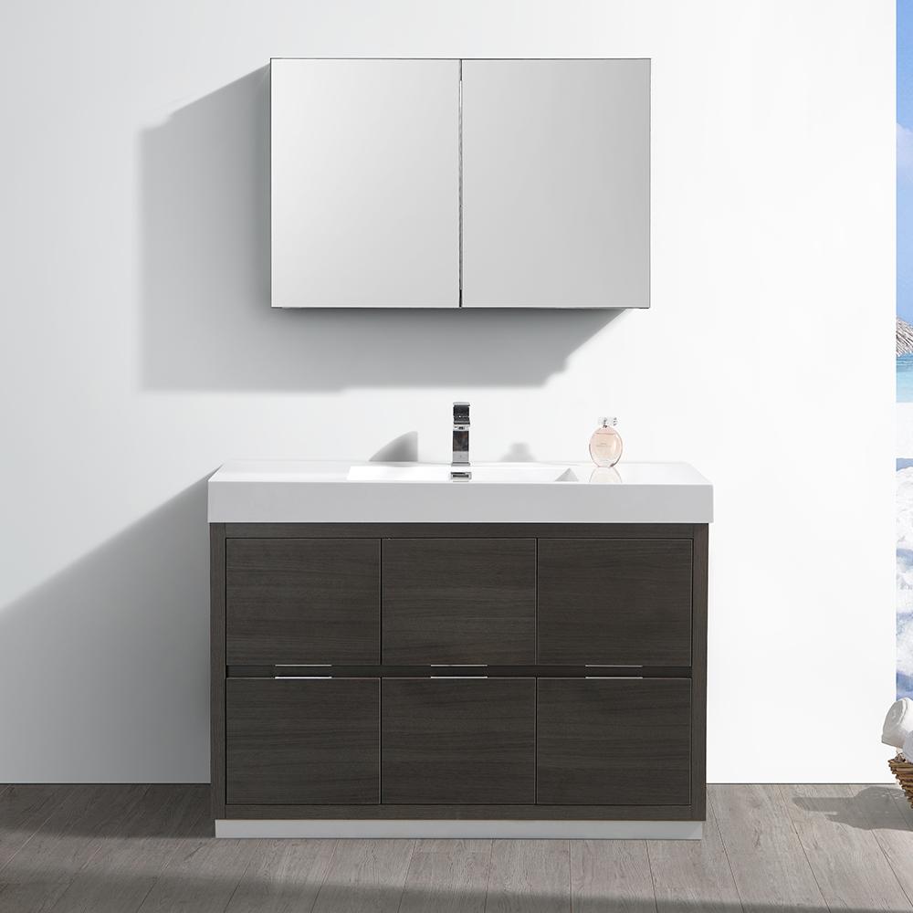 Fresca Valencia 48" Gray Oak Free Standing Modern Bathroom Vanity w/ Medicine Cabinet