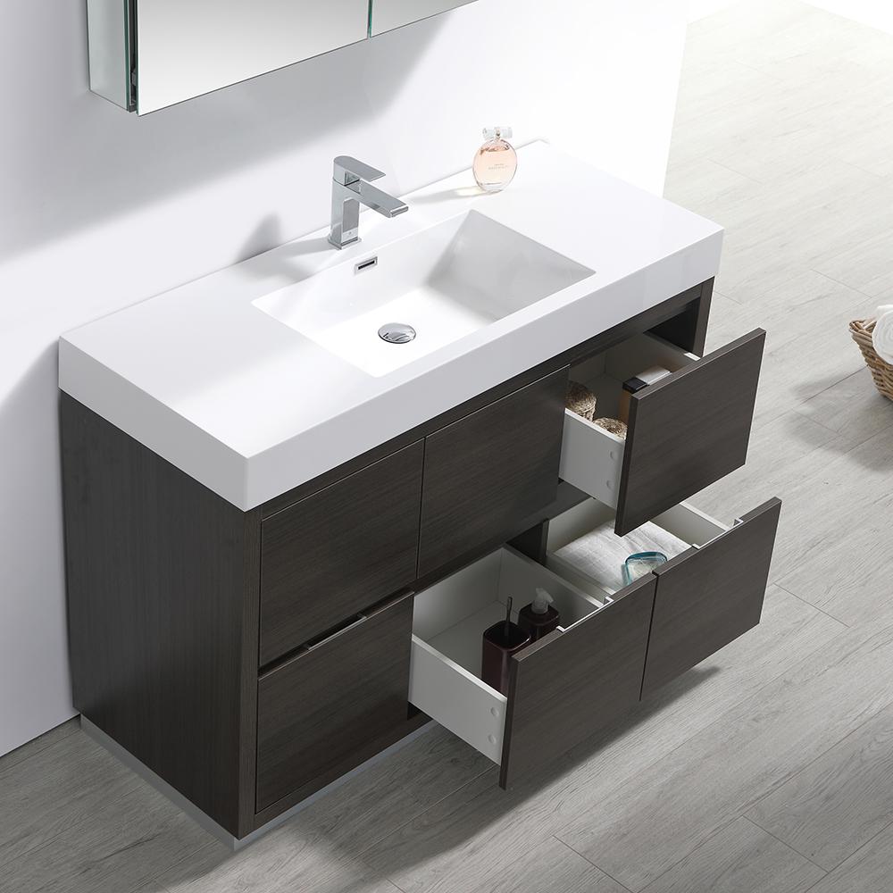 Fresca Valencia 48" Gray Oak Free Standing Modern Bathroom Vanity w/ Medicine Cabinet