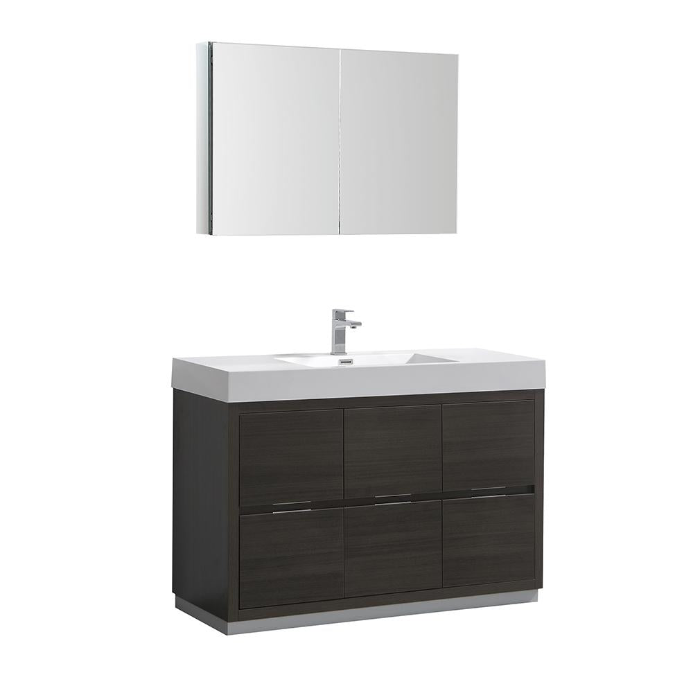 Fresca Valencia 48" Gray Oak Free Standing Modern Bathroom Vanity w/ Medicine Cabinet