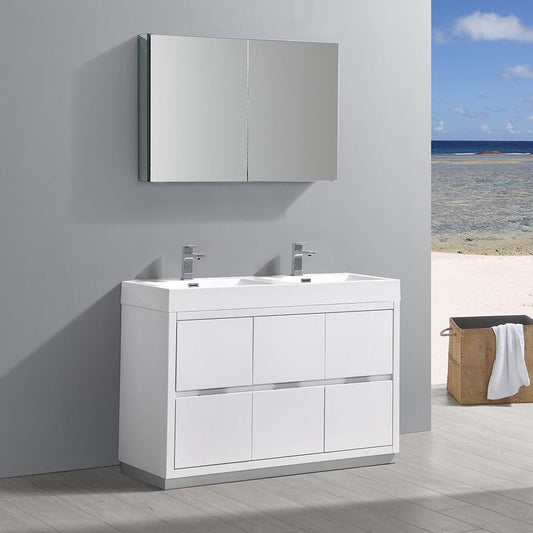 Fresca-Valencia-48"-Glossy-White-Free-Standing-Double-Sink-Modern-Bathroom-Vanity-w/-Medicine-Cabinet-(FVN8448WH-D)