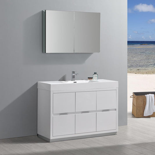 Fresca-Valencia-48"-Glossy-White-Free-Standing-Modern-Bathroom-Vanity-w/-Medicine-Cabinet-(FVN8448WH)