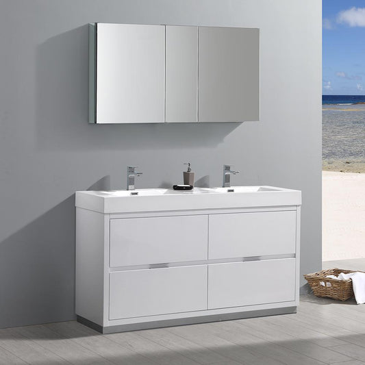 Fresca-Valencia-60"-Glossy-White-Free-Standing-Double-Sink-Modern-Bathroom-Vanity-w/-Medicine-Cabinet-(FVN8460WH-D)