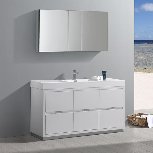 Fresca-Valencia-60"-Glossy-White-Free-Standing-Modern-Bathroom-Vanity-w/-Medicine-Cabinet-(FVN8460WH)