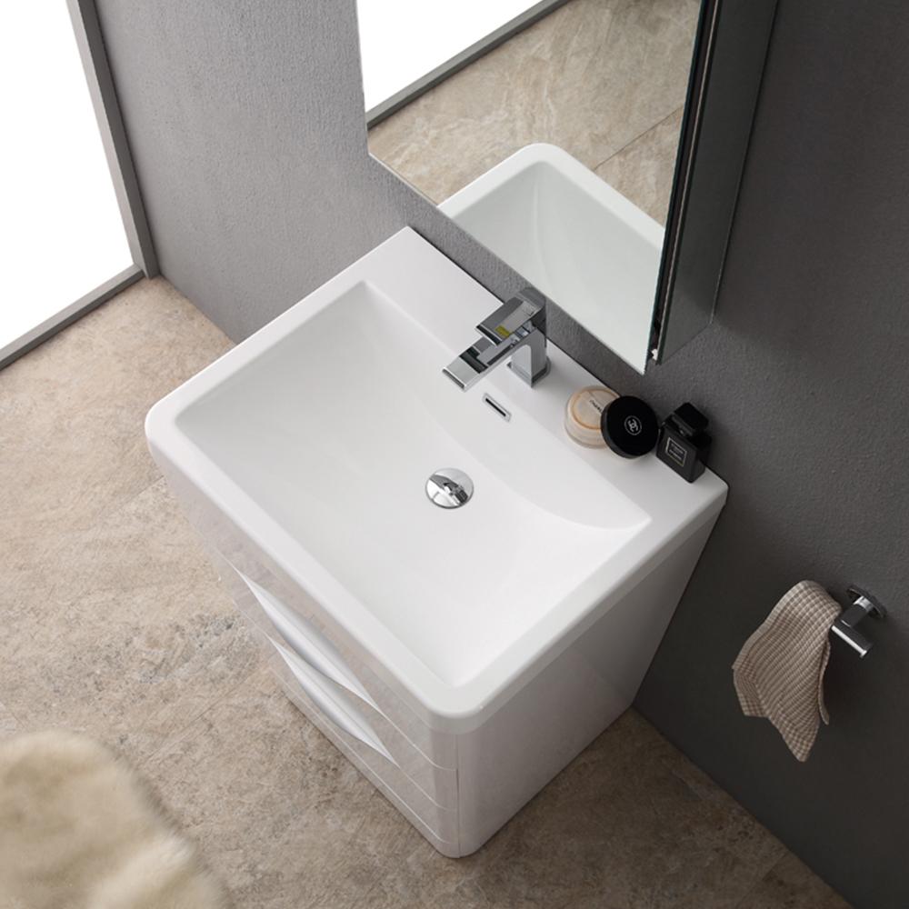 Fresca Milano 26" Glossy White Modern Bathroom Vanity w/ Medicine Cabinet