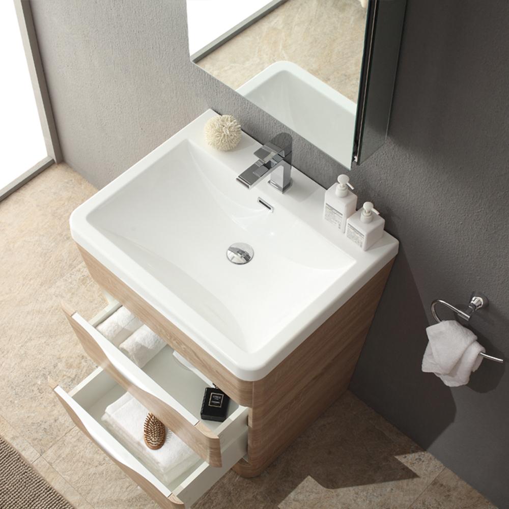 Fresca Milano 26" White Oak Modern Bathroom Vanity w/ Medicine Cabinet