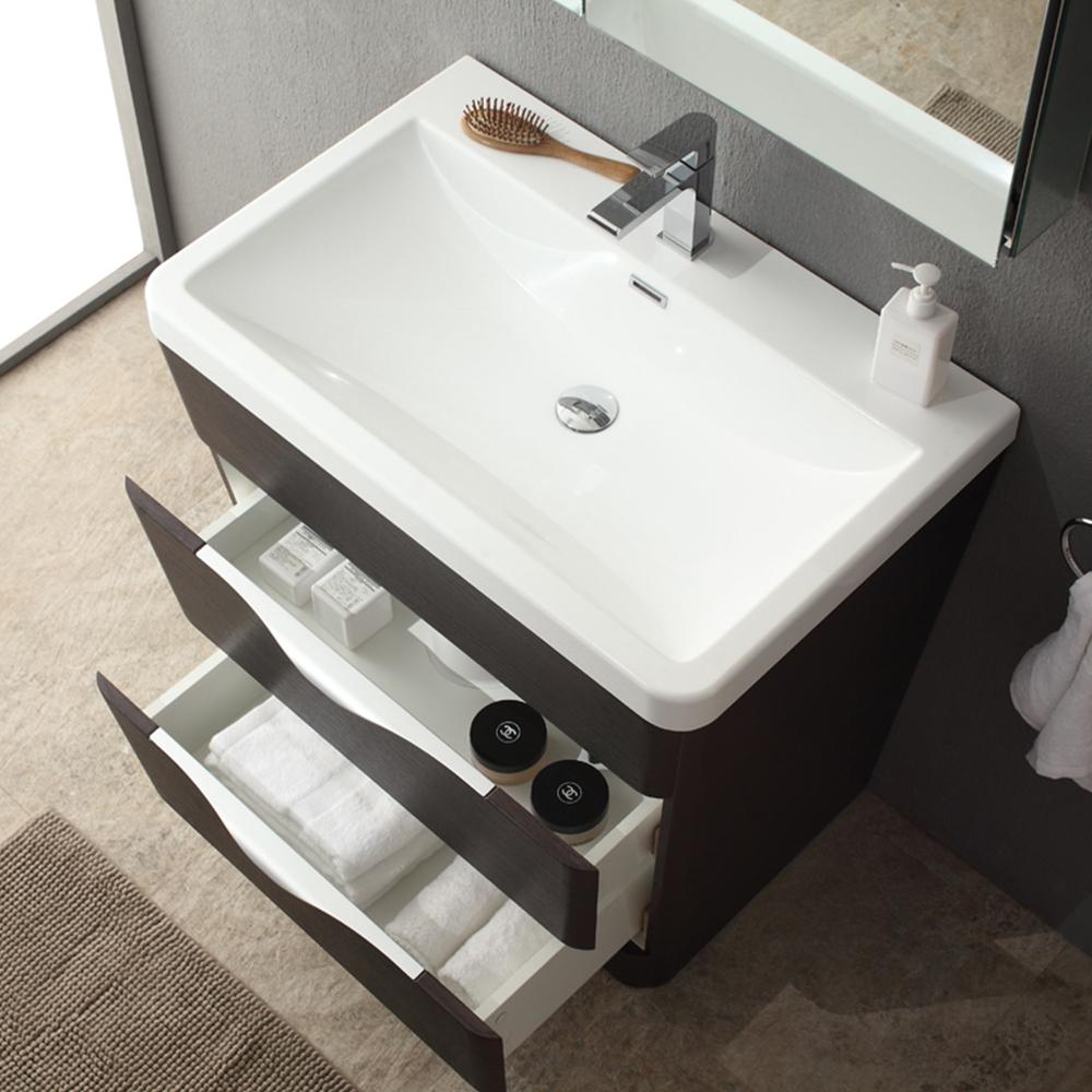 Fresca Milano 32" Chestnut Modern Bathroom Vanity w/ Medicine Cabinet