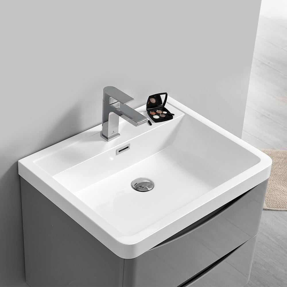 Fresca Tuscany 24" Glossy Gray Wall Hung Modern Bathroom Vanity w/ Medicine Cabinet