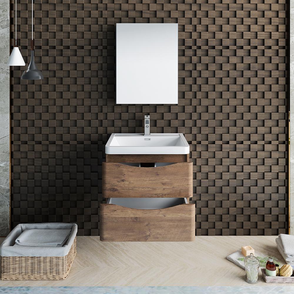 Fresca Tuscany 24" Rosewood Wall Hung Modern Bathroom Vanity w/ Medicine Cabinet