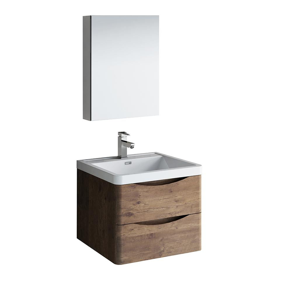 Fresca Tuscany 24" Rosewood Wall Hung Modern Bathroom Vanity w/ Medicine Cabinet