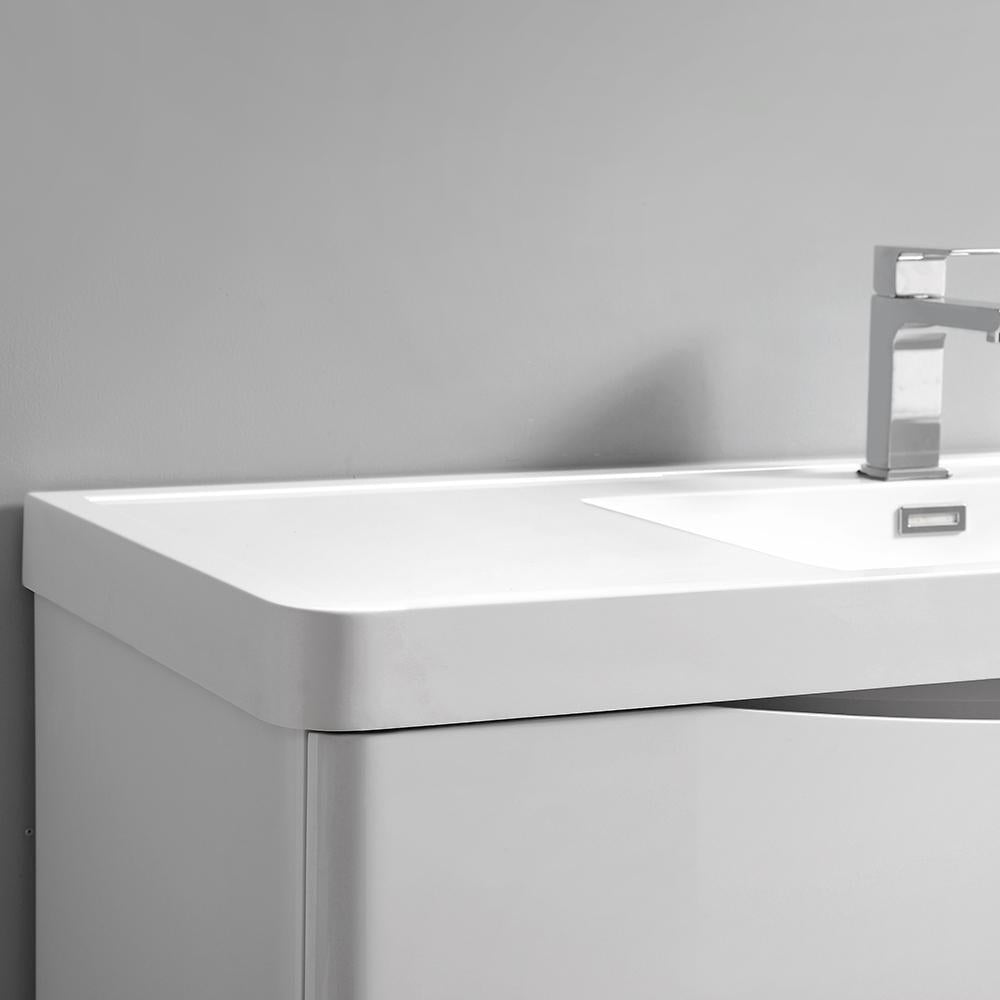 Fresca Tuscany 24" Glossy White Wall Hung Modern Bathroom Vanity w/ Medicine Cabinet