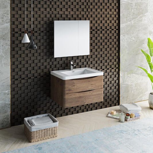 Fresca-Tuscany-32"-Rosewood-Wall-Hung-Modern-Bathroom-Vanity-w/-Medicine-Cabinet-(FVN9032RW)