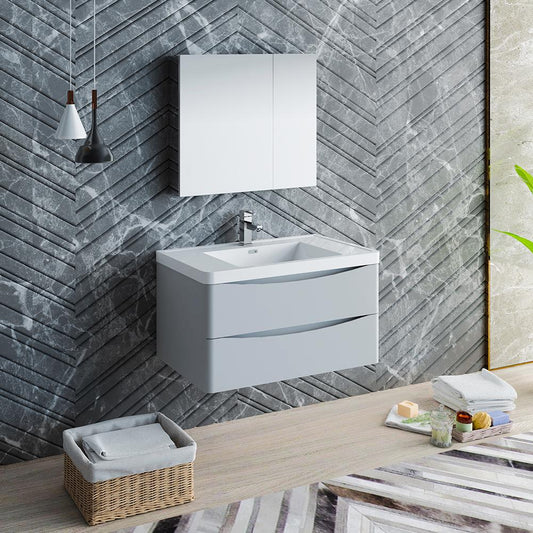 Fresca-Tuscany-36"-Glossy-Gray-Wall-Hung-Modern-Bathroom-Vanity-w/-Medicine-Cabinet-(FVN9036GRG)