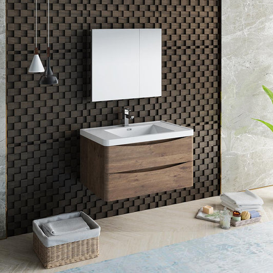 Fresca-Tuscany-36"-Rosewood-Wall-Hung-Modern-Bathroom-Vanity-w/-Medicine-Cabinet-(FVN9036RW)