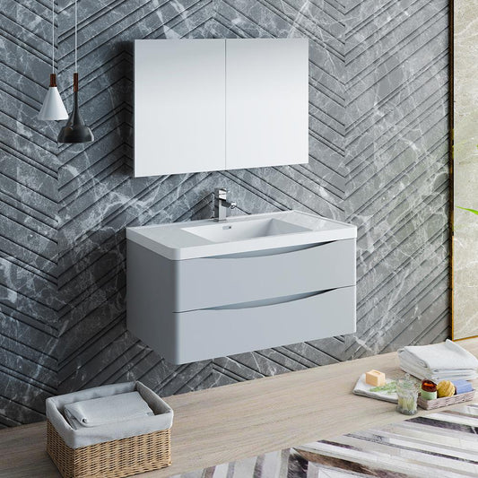 Fresca-Tuscany-40"-Glossy-Gray-Wall-Hung-Modern-Bathroom-Vanity-w/-Medicine-Cabinet-(FVN9040GRG)