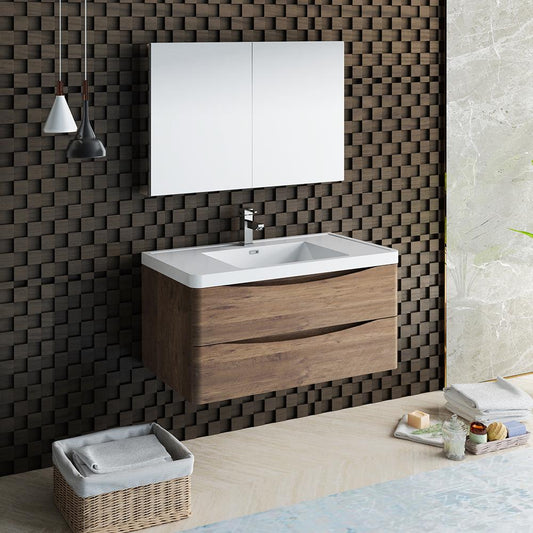 Fresca-Tuscany-40"-Rosewood-Wall-Hung-Modern-Bathroom-Vanity-w/-Medicine-Cabinet-(FVN9040RW)