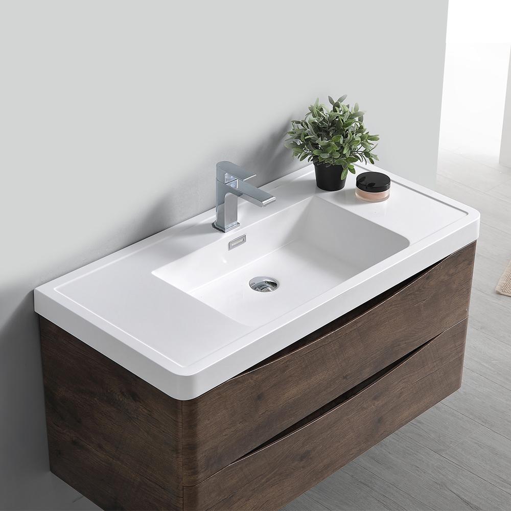 Fresca Tuscany 40" Rosewood Wall Hung Modern Bathroom Vanity w/ Medicine Cabinet