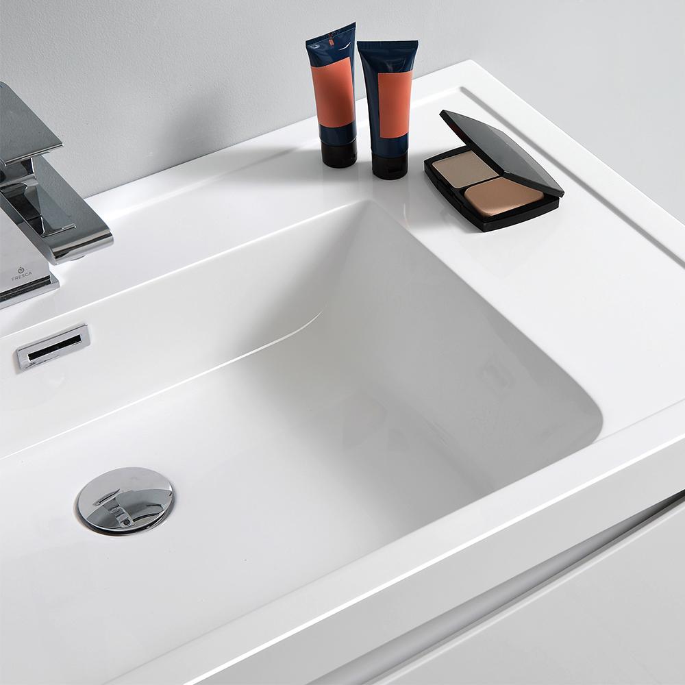 Fresca Tuscany 40" Glossy White Wall Hung Modern Bathroom Vanity w/ Medicine Cabinet