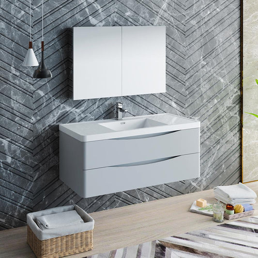 Fresca-Tuscany-48"-Glossy-Gray-Wall-Hung-Modern-Bathroom-Vanity-w/-Medicine-Cabinet-(FVN9048GRG)