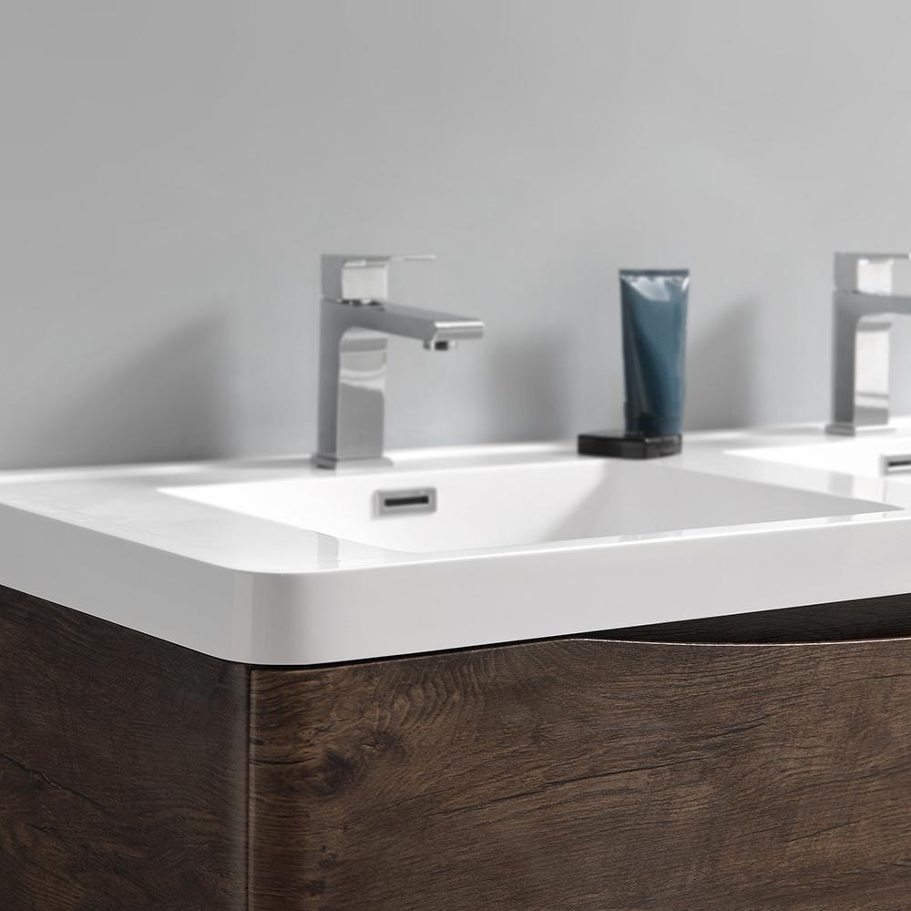 Fresca Tuscany 48" Rosewood Wall Hung Double Sink Modern Bathroom Vanity w/ Medicine Cabinet