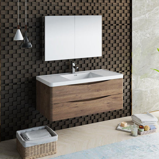 Fresca-Tuscany-48"-Rosewood-Wall-Hung-Modern-Bathroom-Vanity-w/-Medicine-Cabinet-(FVN9048RW)
