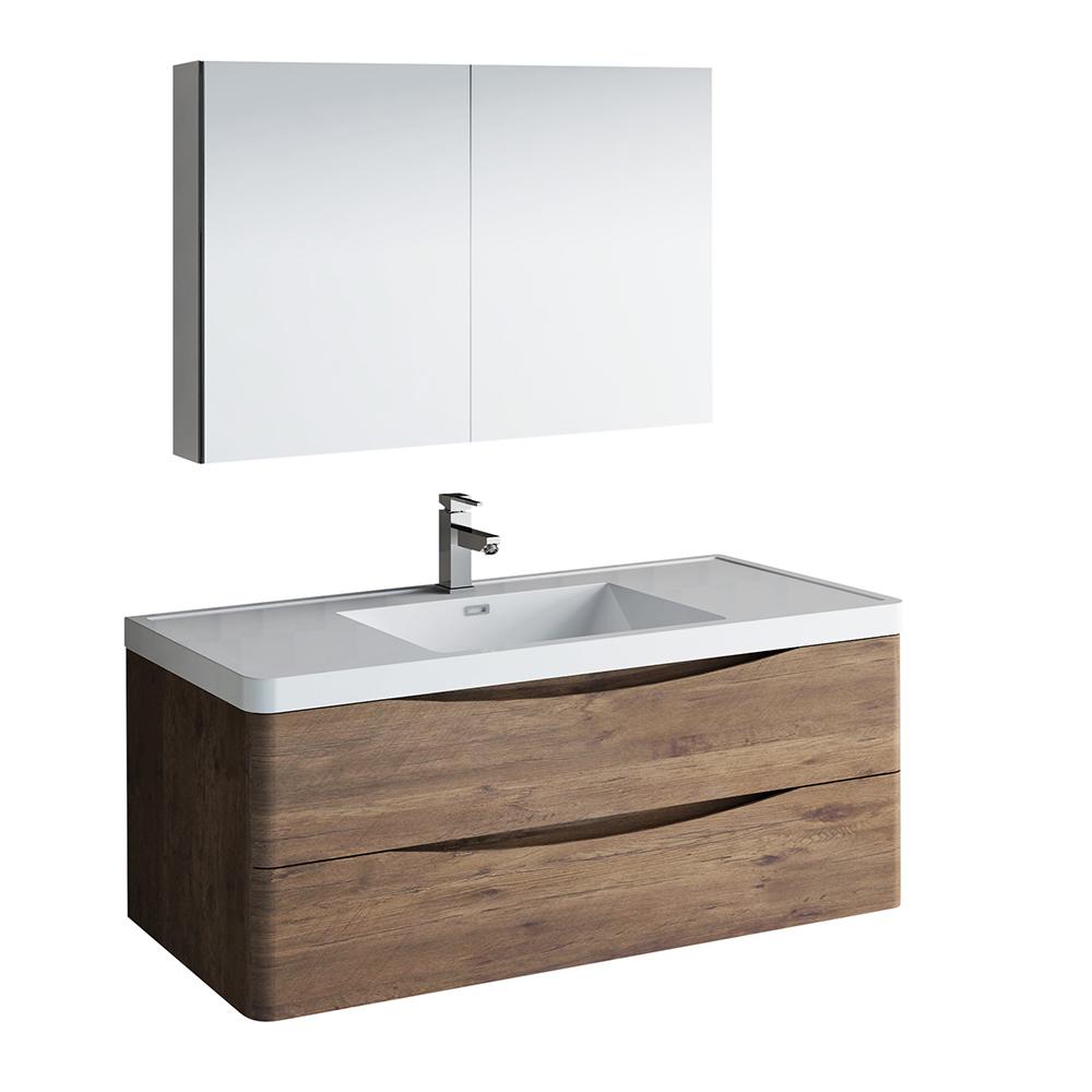 Fresca Tuscany 48" Rosewood Wall Hung Modern Bathroom Vanity w/ Medicine Cabinet