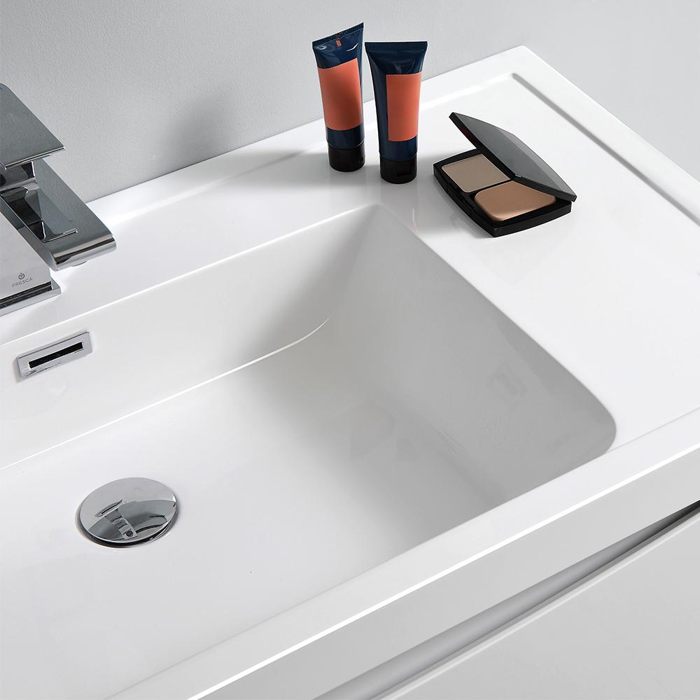 Fresca Tuscany 48" Glossy White Wall Hung Modern Bathroom Vanity w/ Medicine Cabinet