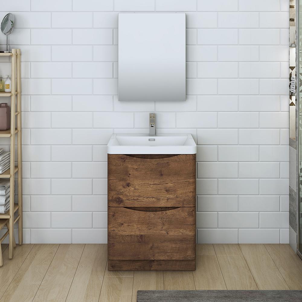 Fresca Tuscany 24" Rosewood Free Standing Modern Bathroom Vanity w/ Medicine Cabinet