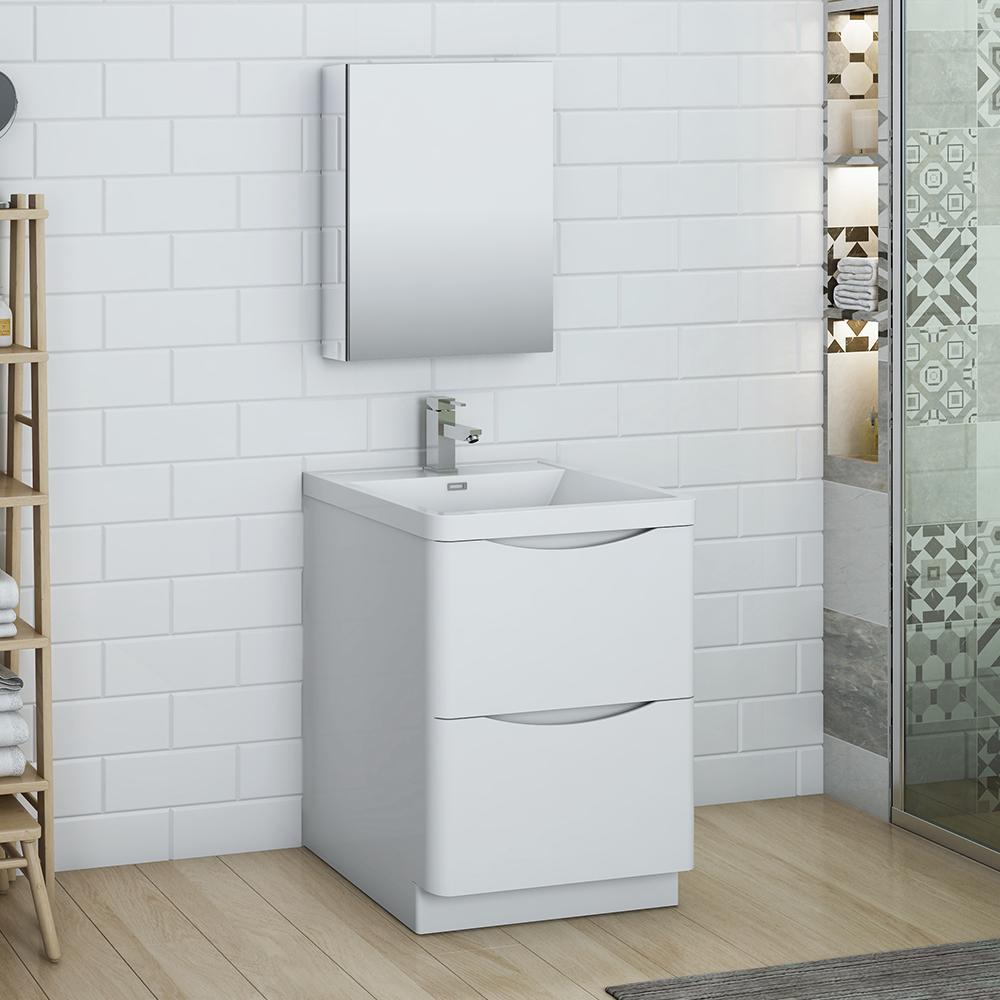 Fresca-Tuscany-24"-Glossy-White-Free-Standing-Modern-Bathroom-Vanity-w/-Medicine-Cabinet-(FVN9124WH)
